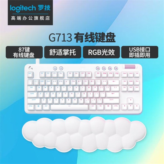 Logitech罗技 G713有线机械键盘 红轴 白色