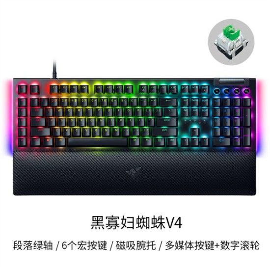 RAZER雷蛇 黑寡妇蜘蛛V4有线机械键盘 绿轴 黑色