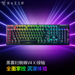 RAZER雷蛇 黑寡妇蜘蛛V4X有线机械键盘 绿轴 黑色